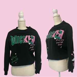 WICKED Black Sweater with Green and Pink Accents